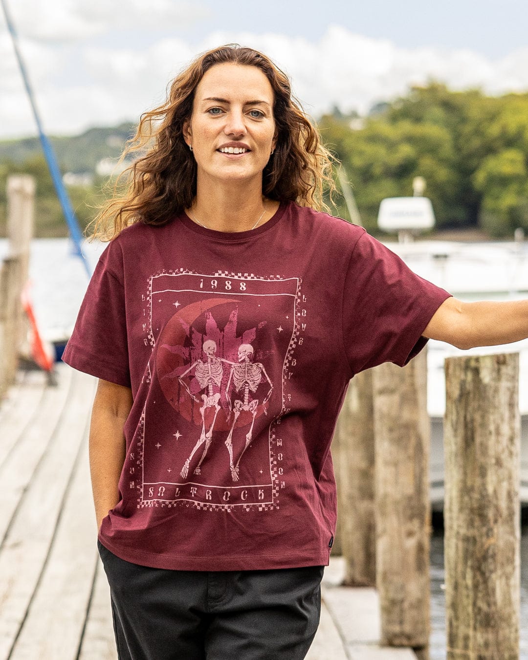 Tarot Moon - Womens Oversized Short Sleeve T-Shirt - Dark Purple