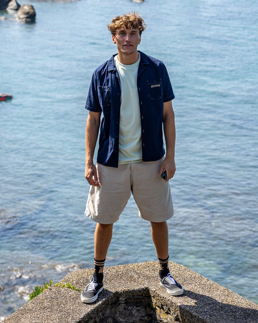 Boulevard Mens Short Sleeve Shirt in Blue