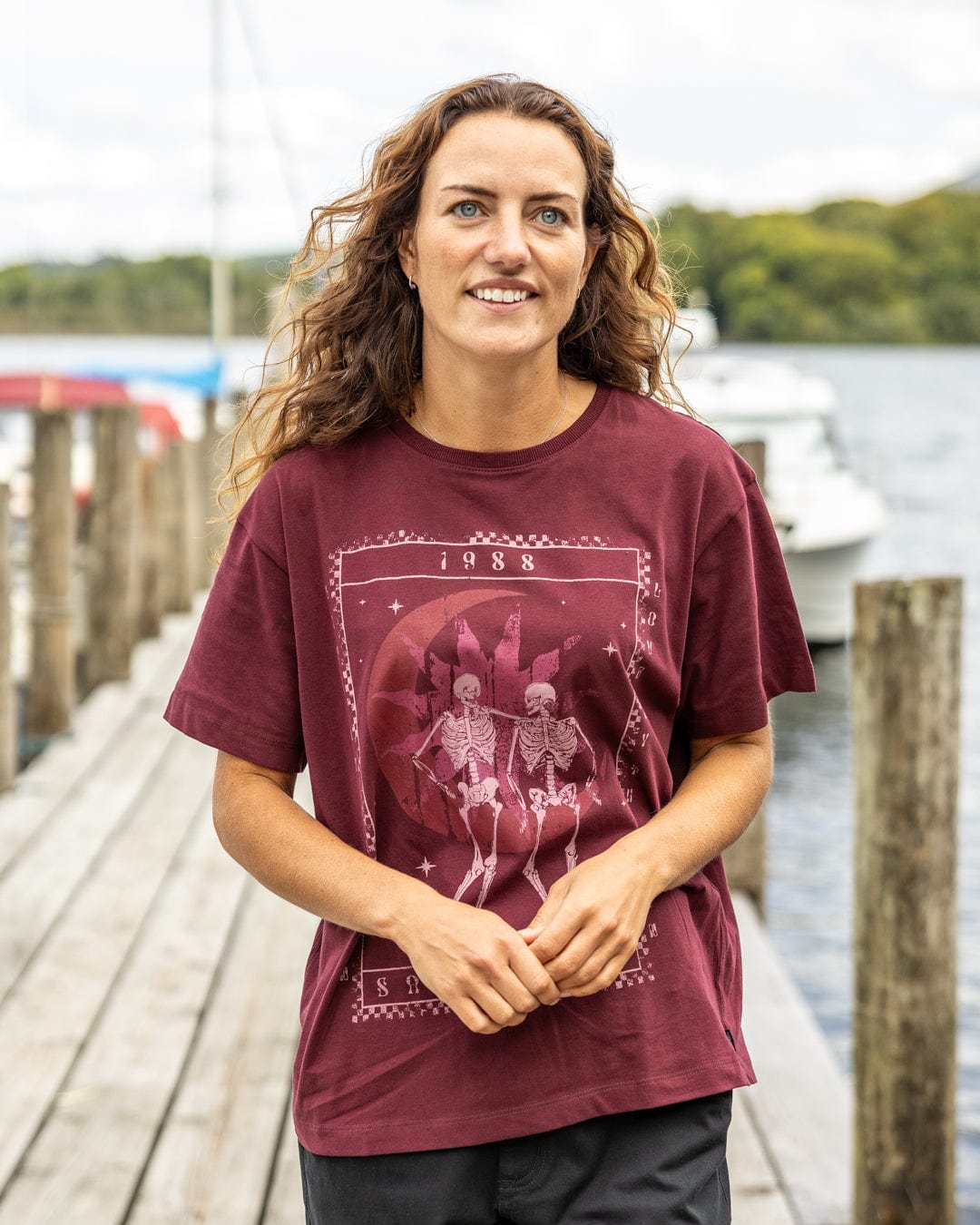 Tarot Moon - Womens Oversized Short Sleeve T-Shirt - Dark Purple