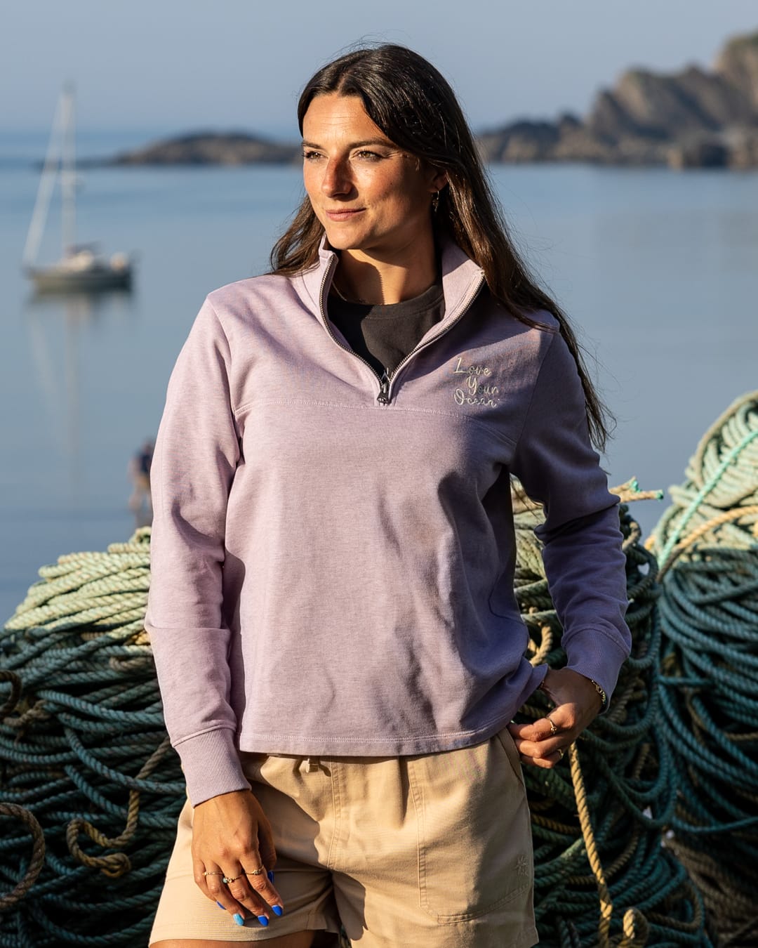 Carissa Womens Sweatshirt in Purple