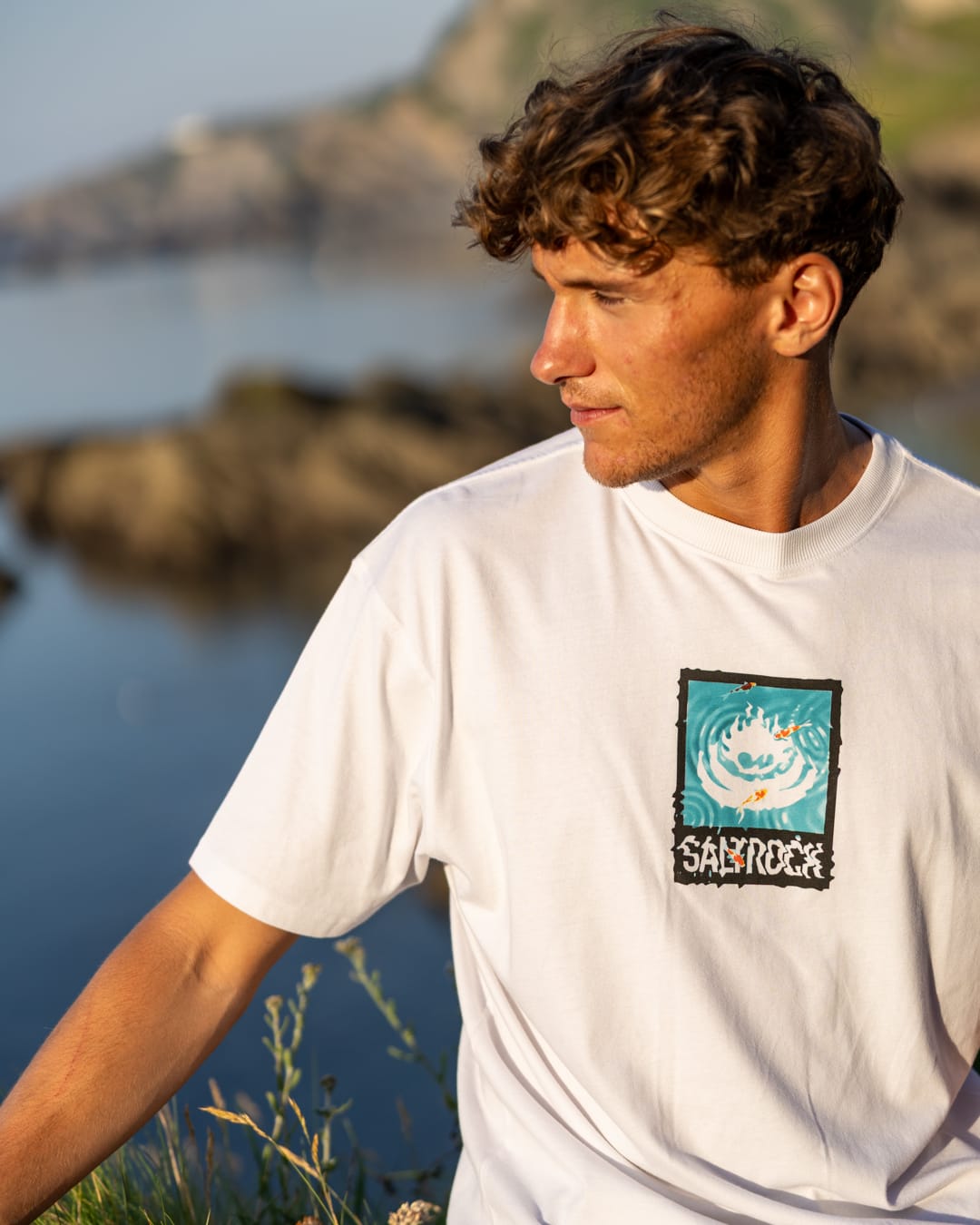 Koi Box Logo Mens Short Sleeve Tee in White