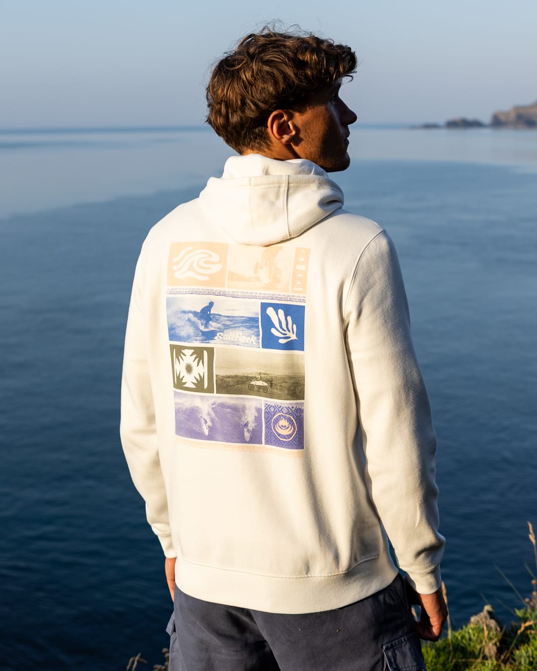 Beach Break Mens Pop Hoodie in Cream