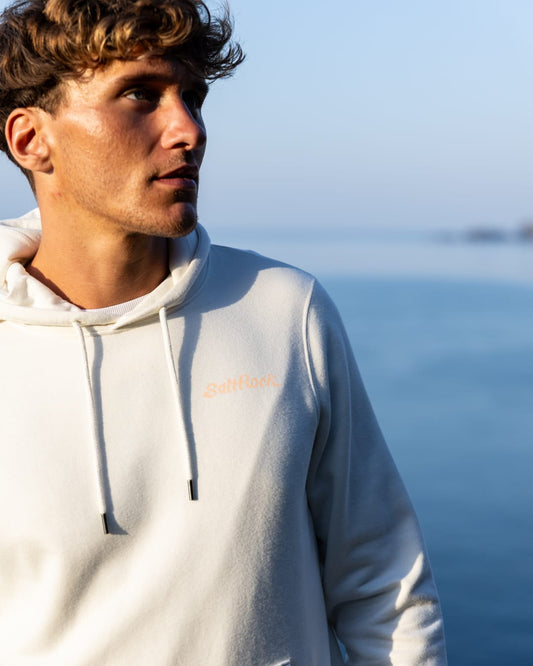 Beach Break Mens Pop Hoodie in Cream
