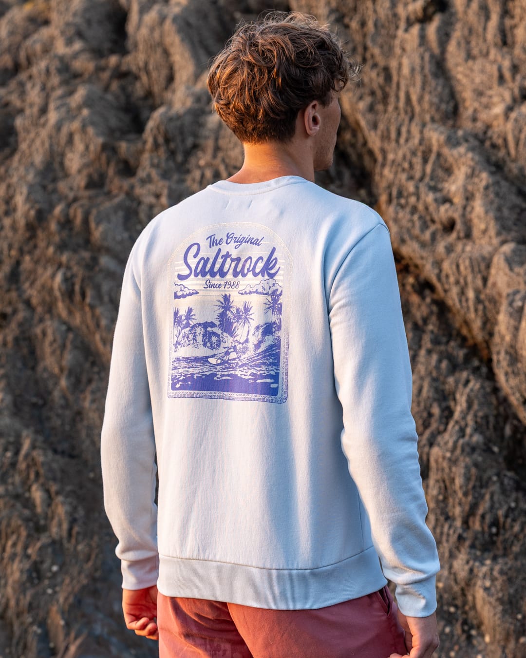 Postcard Mens Sweatshirt in Light Blue