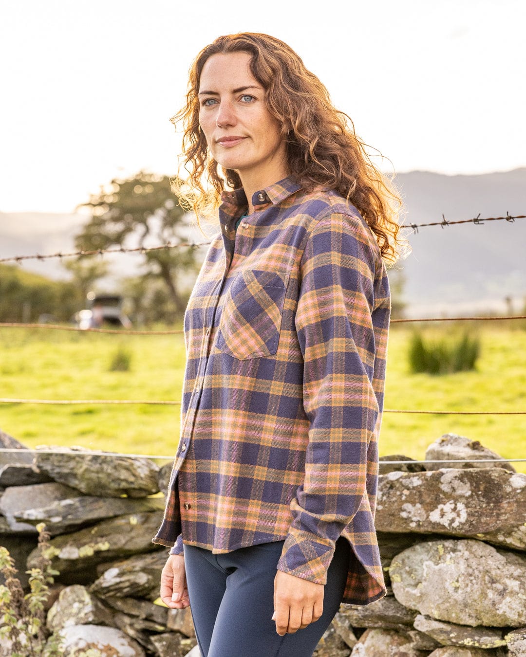 Rosalin - Womens Check Shirt - Purple