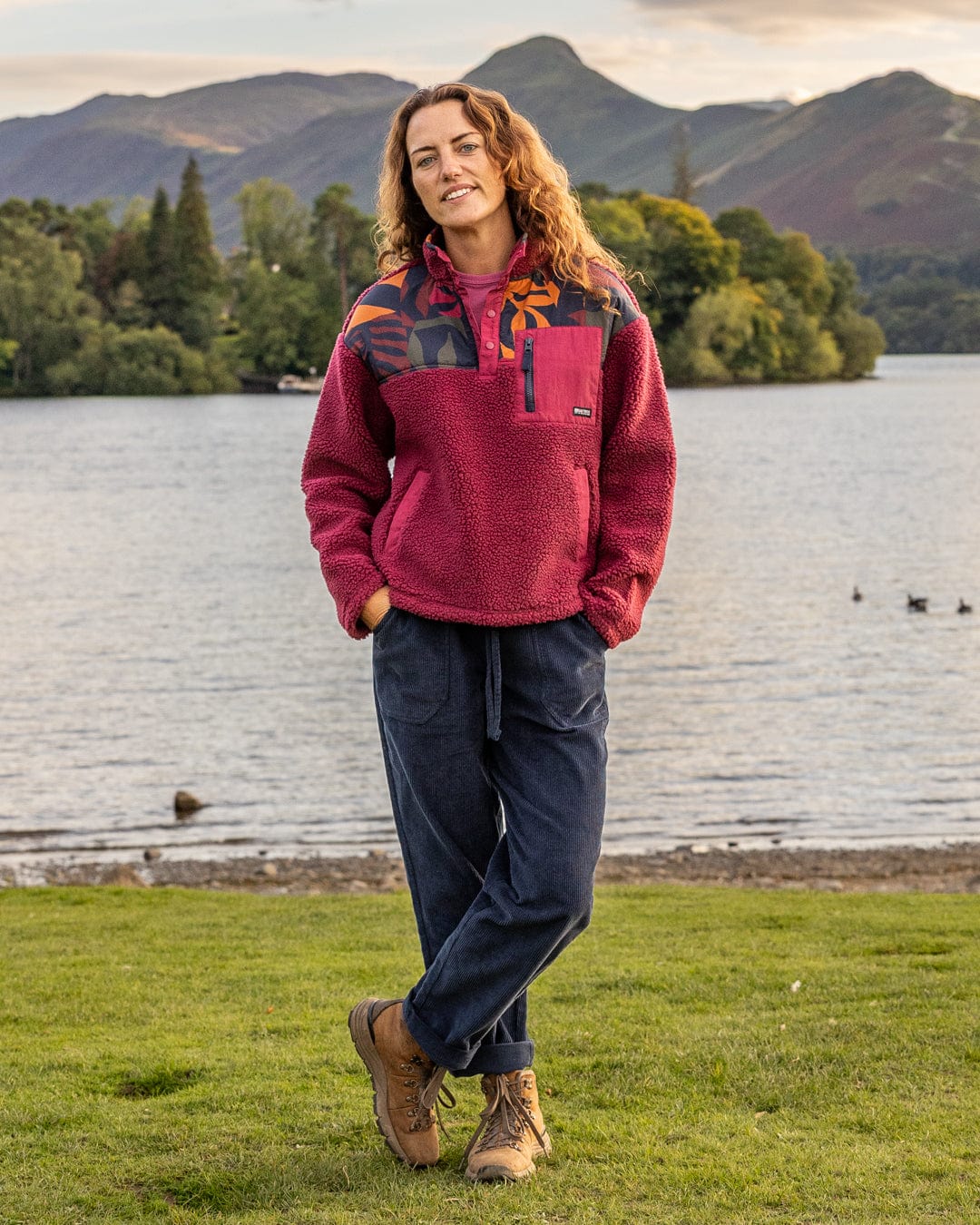 Balance Panel - Womens 1/4 Neck Zip Fleece - Dark Pink