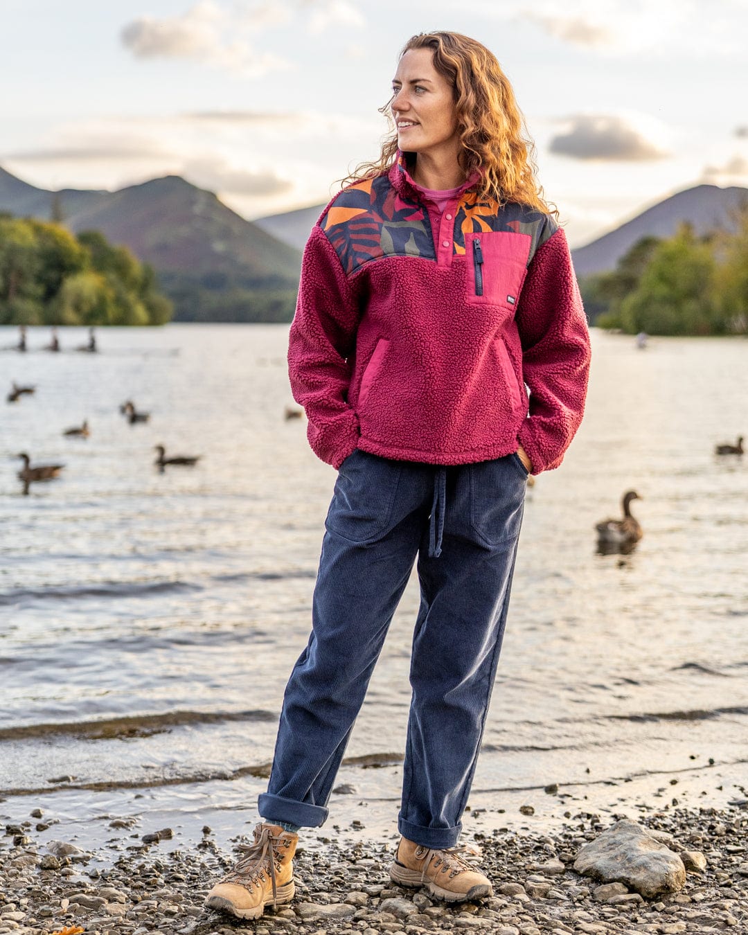 Balance Panel - Womens 1/4 Neck Zip Fleece - Dark Pink
