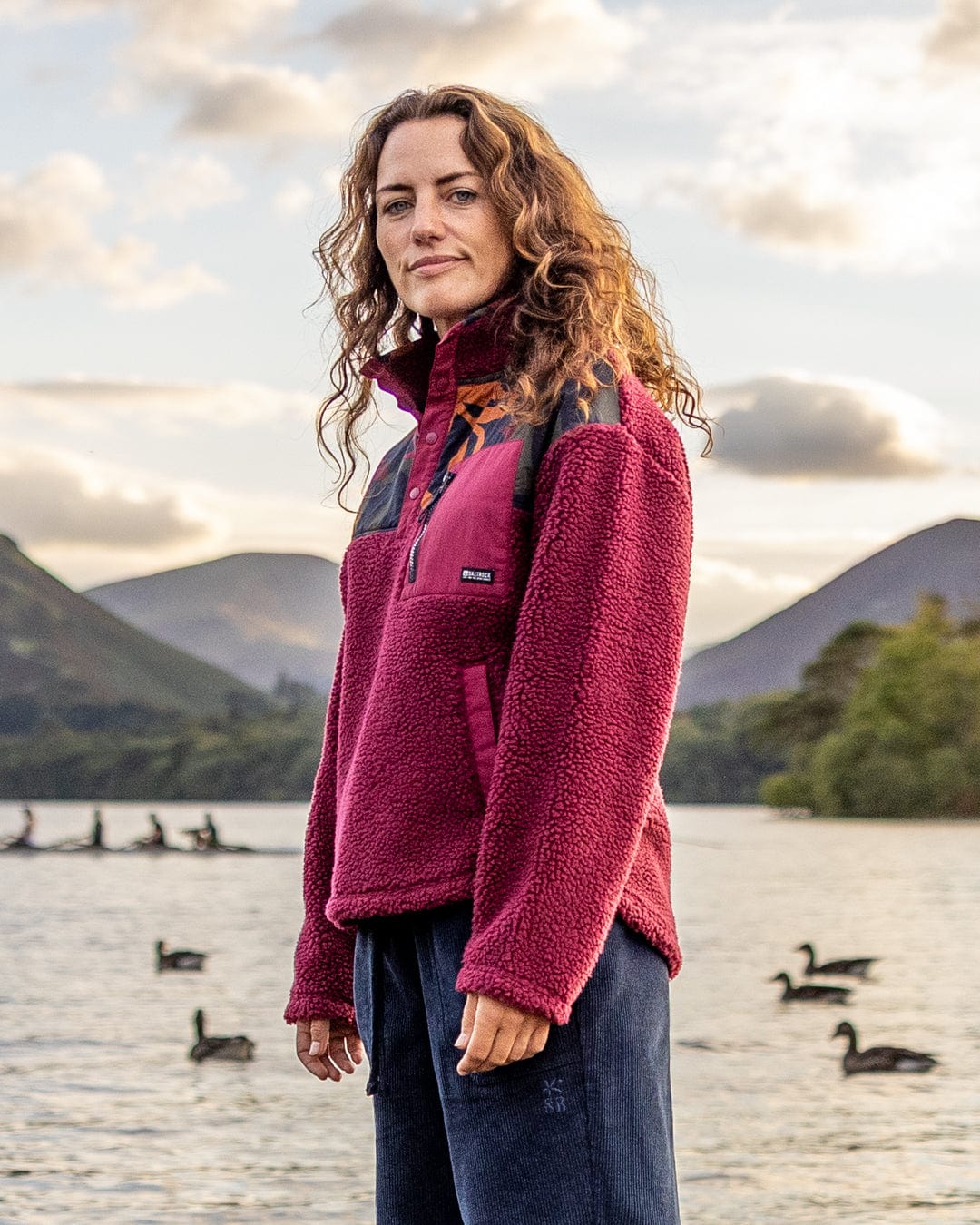 Balance Panel - Womens 1/4 Neck Zip Fleece - Dark Pink