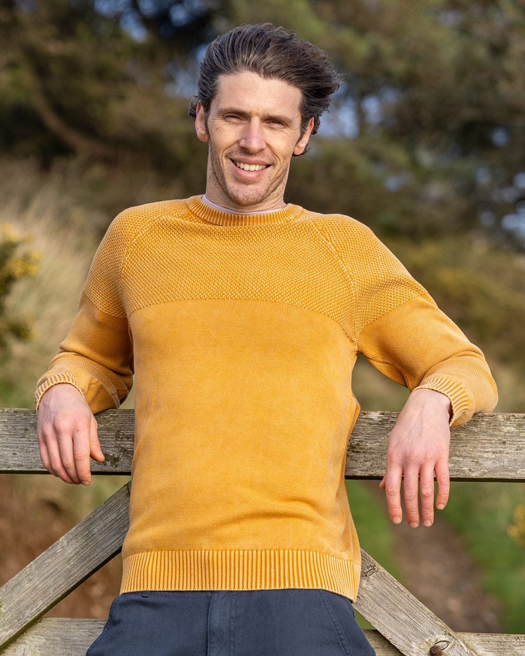 Coombe - Mens Knitted Jumper - Yellow