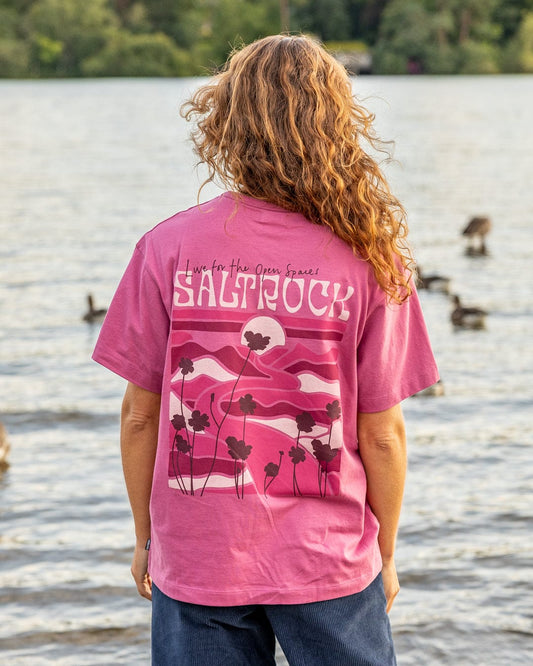 Vista - Womens Oversized Short Sleeve T-Shirt - Dark Pink