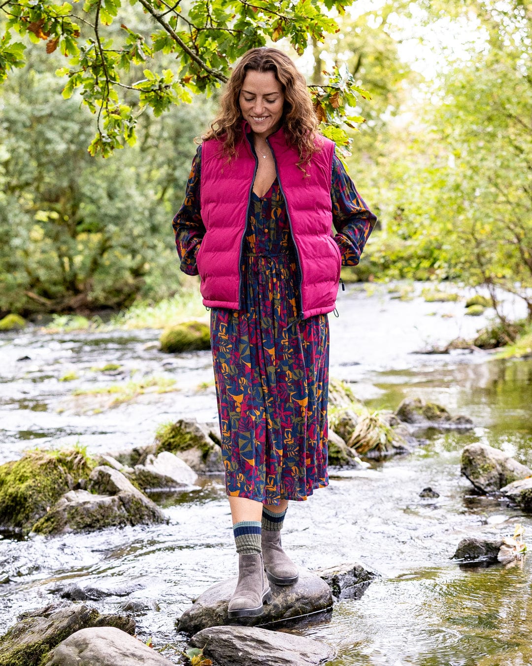 Astra Fleece - Womens Reversible Gilet - Blue/Pink