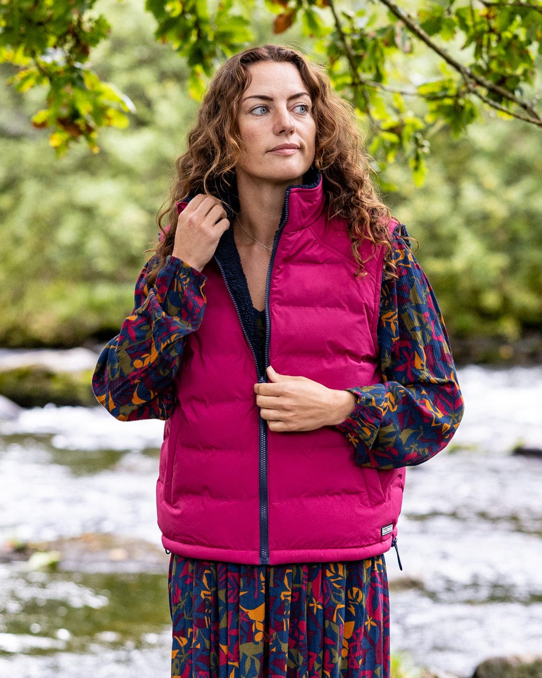 Astra Fleece - Womens Reversible Gilet - Blue/Pink