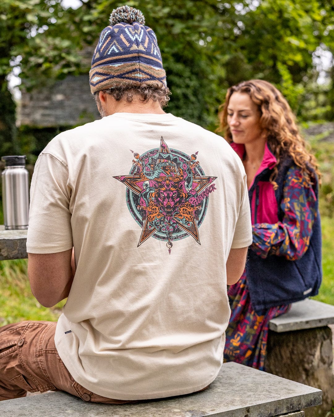 Wolfscale II - Mens Oversized Short Sleeve T-Shirt - Cream