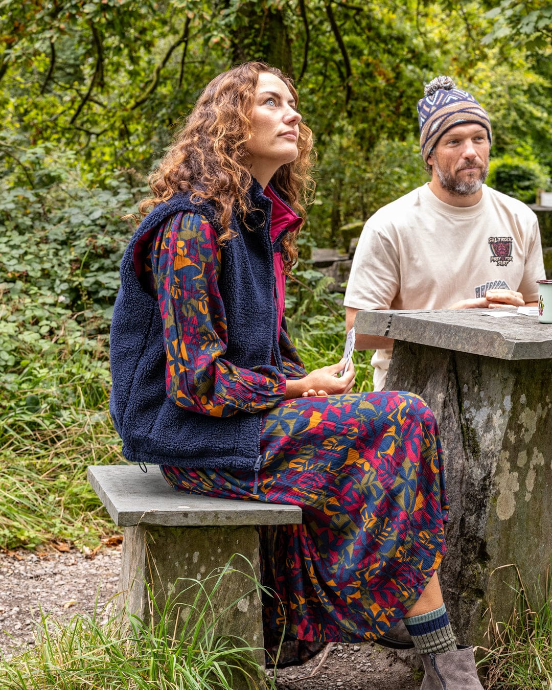 Nova Balance - Womens Midi Dress - Blue/Burgundy