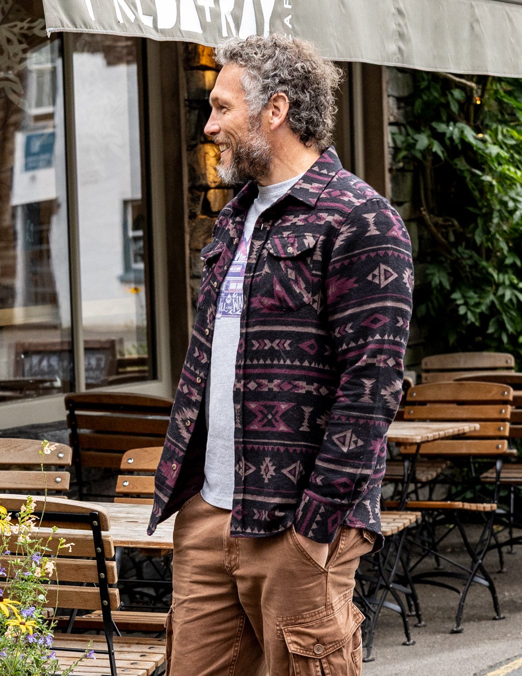 Asher - Mens Jacquard Shirt - Grey/Purple