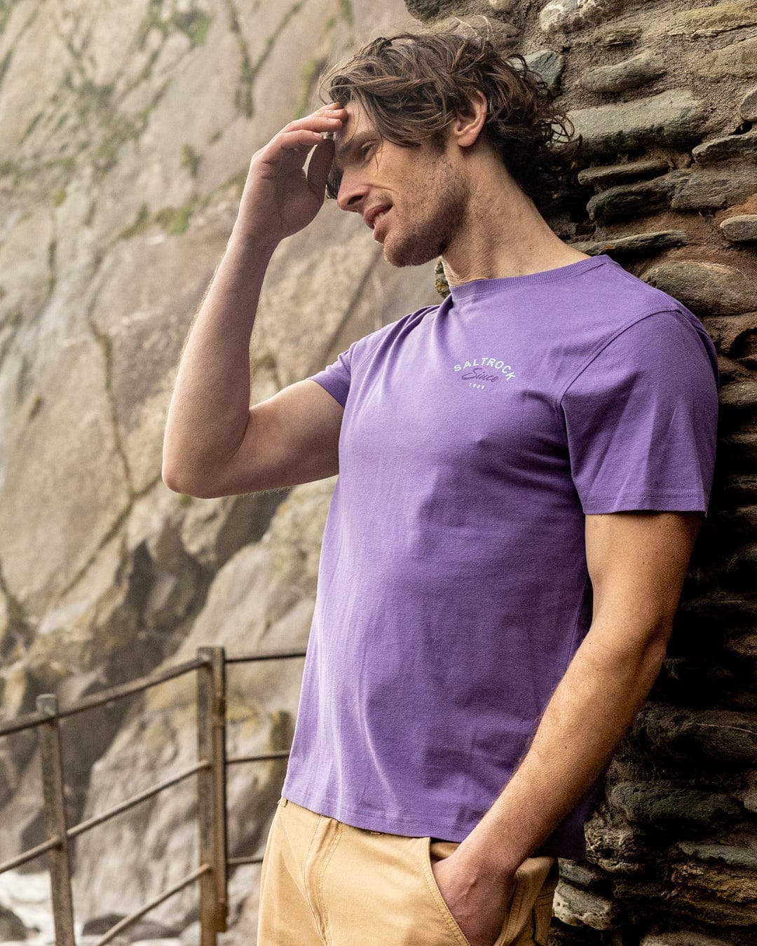 Deep Sea Flame Devon  - Mens Short Sleeve T-Shirt - Purple