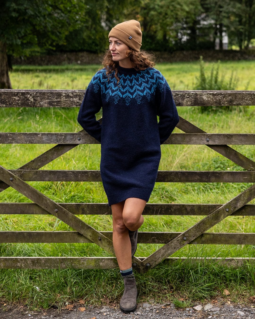 Fairisle - Womens Knitted Dress - Blue