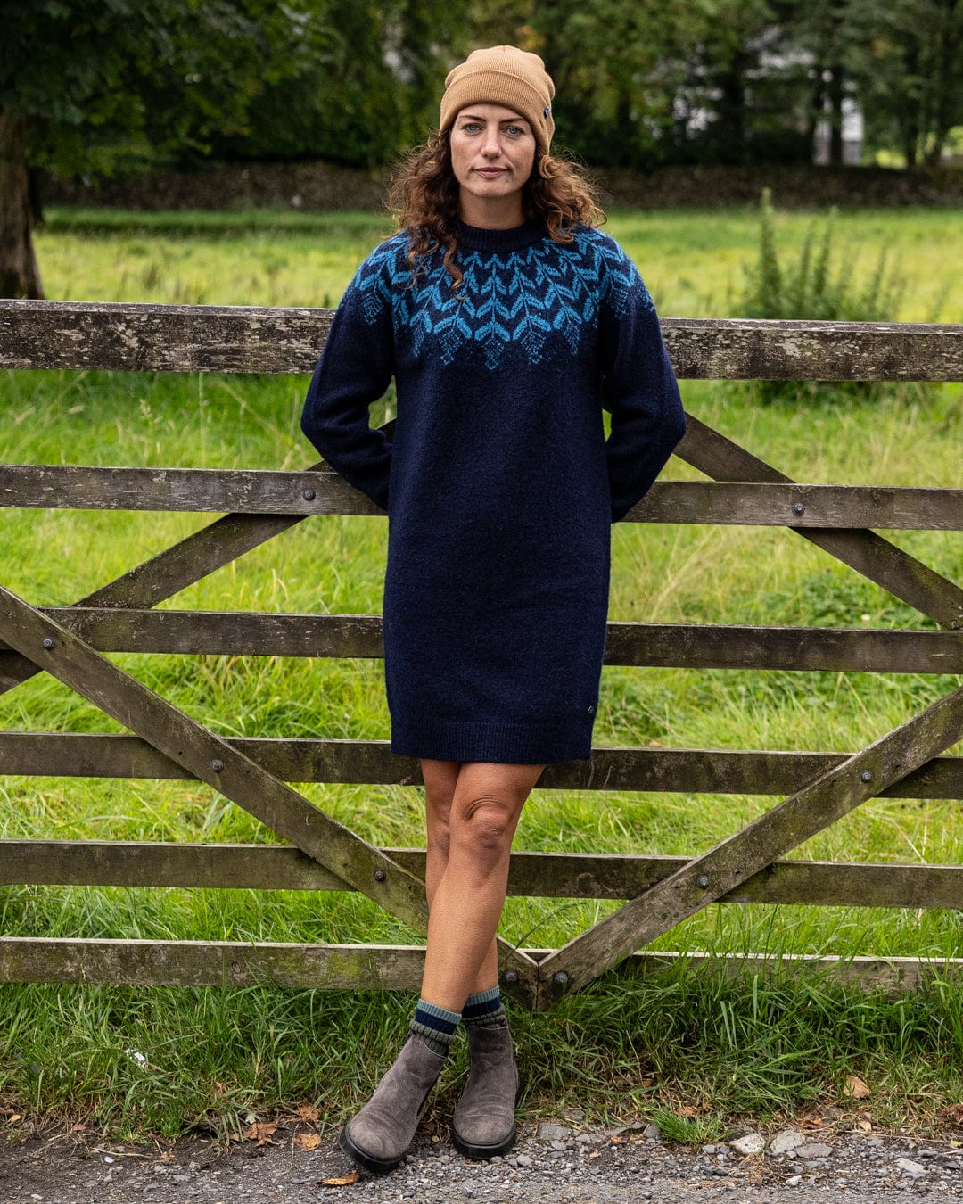 Fairisle - Womens Knitted Dress - Blue