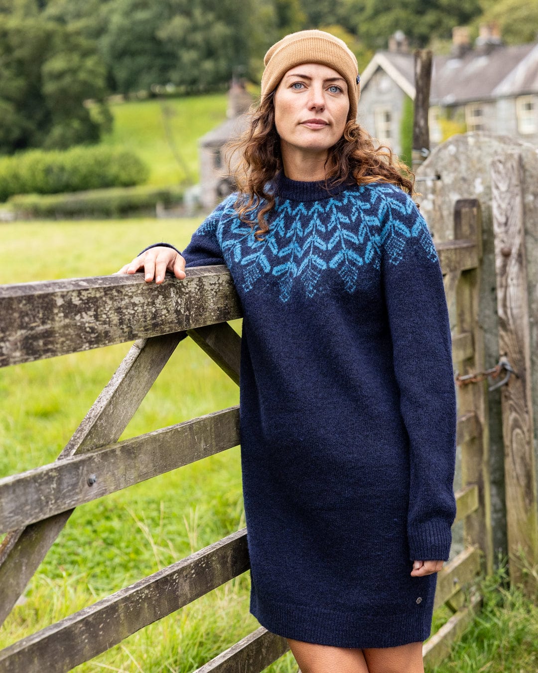 Fairisle - Womens Knitted Dress - Blue