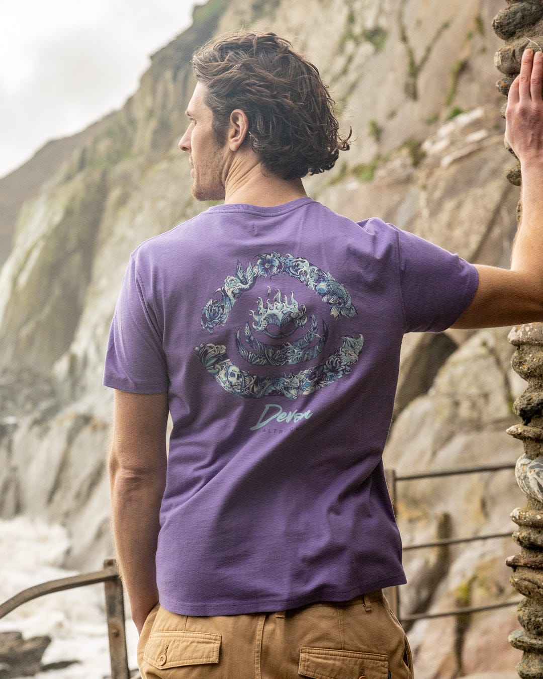 Deep Sea Flame Devon  - Mens Short Sleeve T-Shirt - Purple