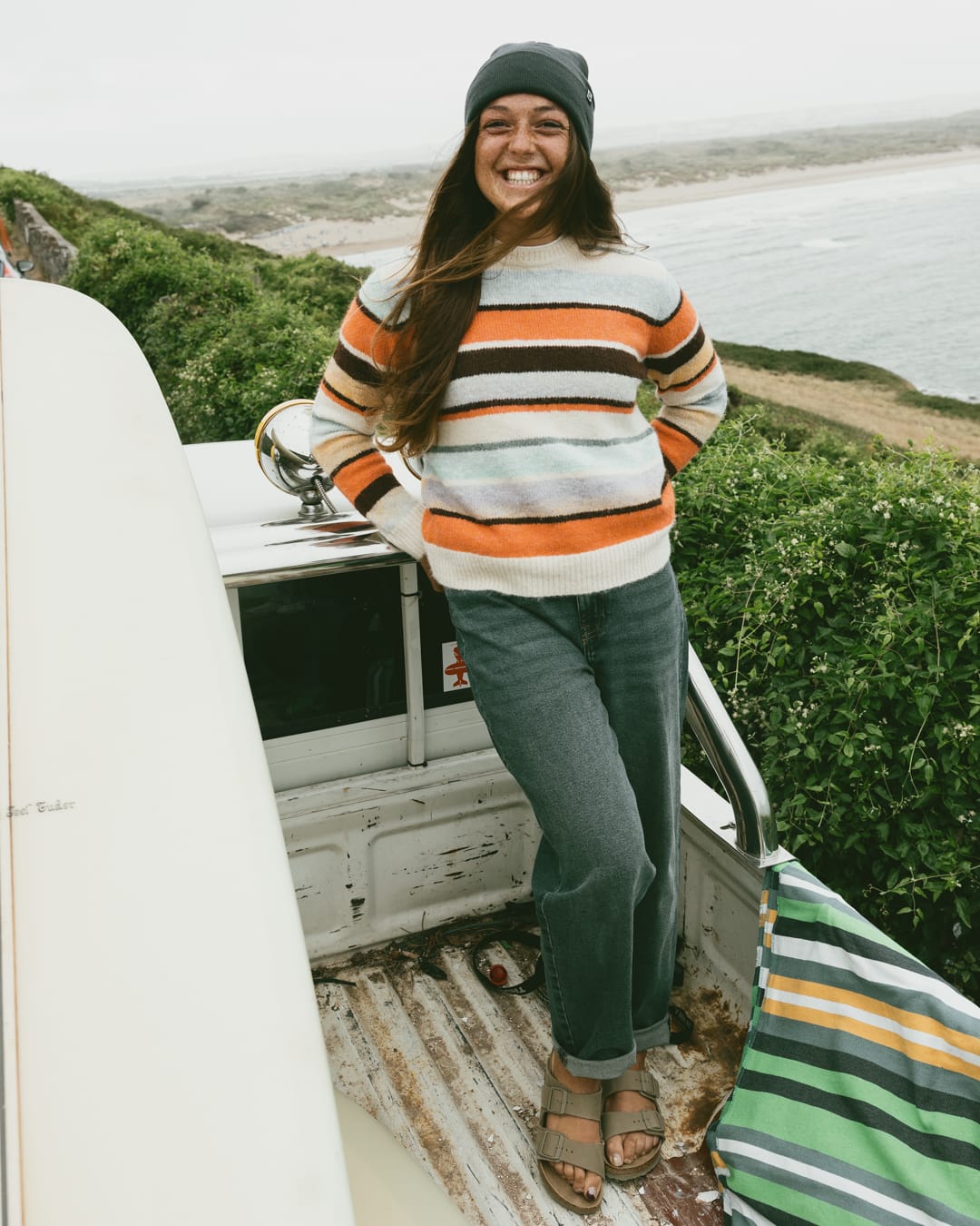 Lyris Womens Striped Jumper in Orange