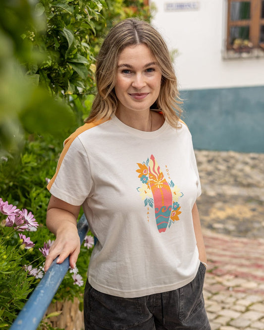 Sun Surfer Womens Short Sleeve T-Shirt in Cream