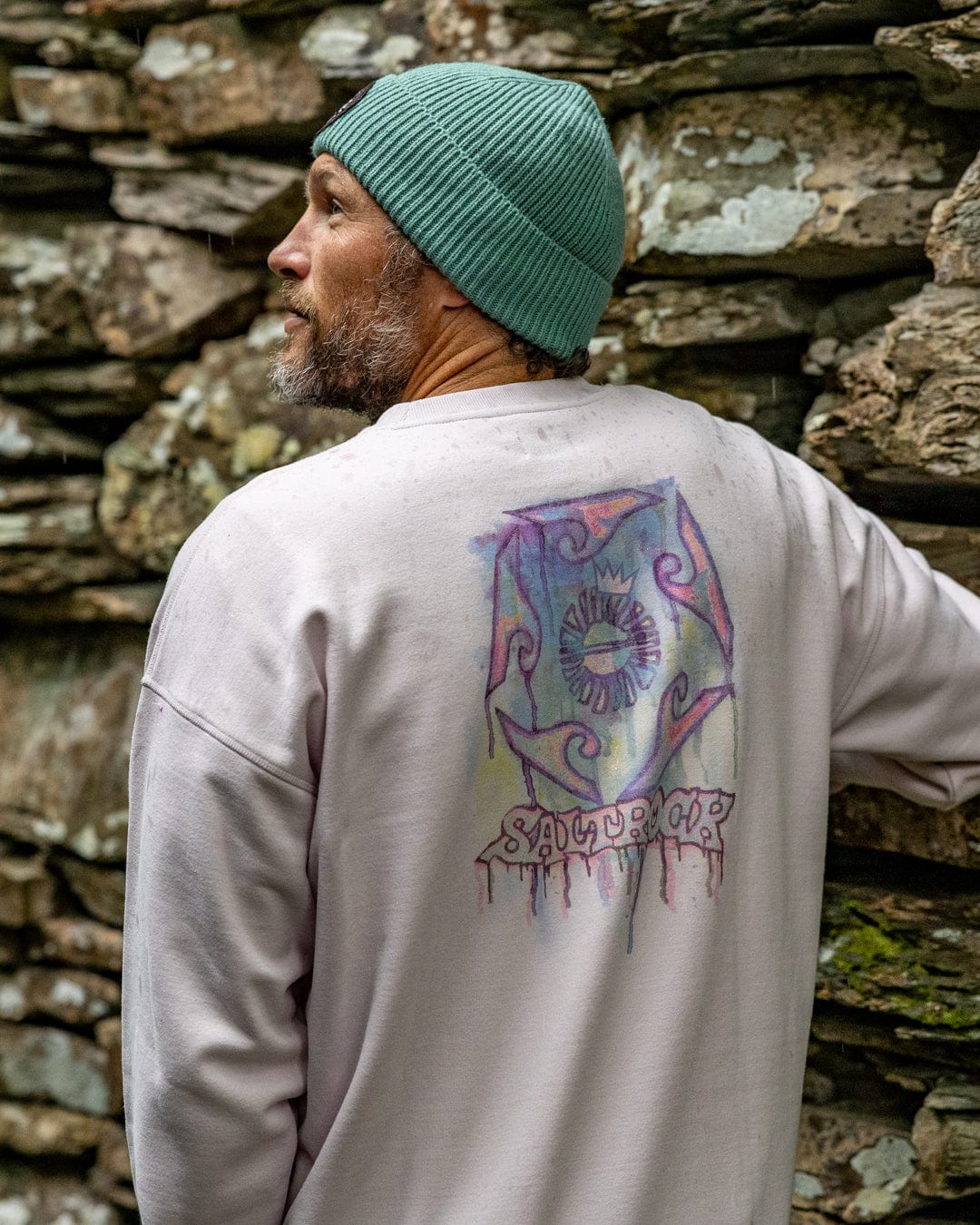 Wave Running - Mens Pop Hoodie - Light Grey