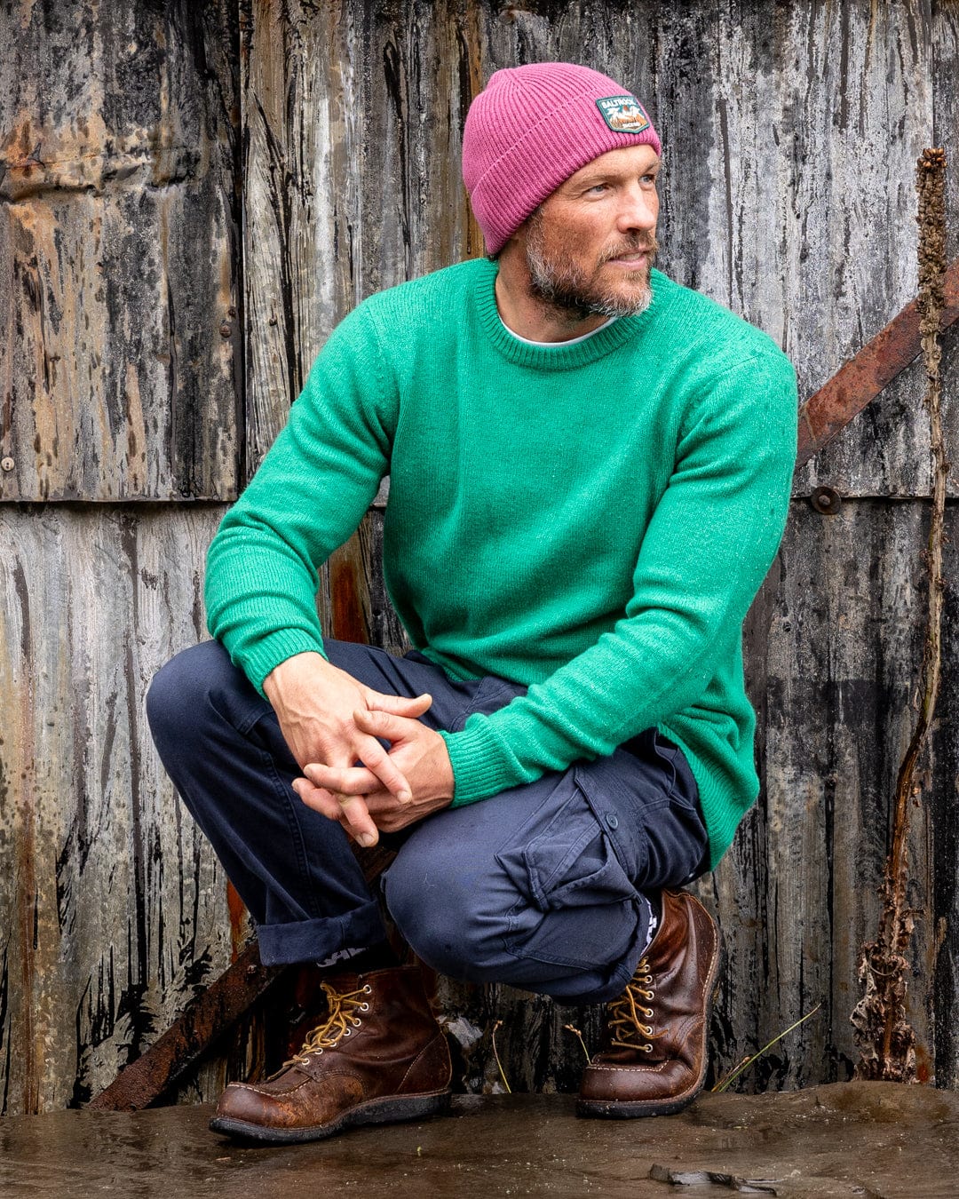 Bowen - Mens Long Sleeve Crew Knit - Bright Green