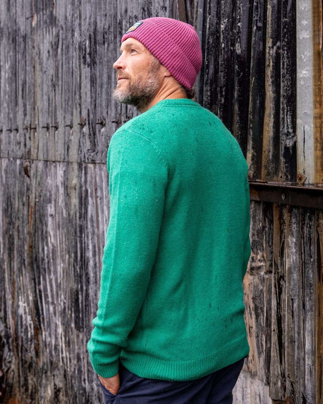 Bowen - Mens Long Sleeve Crew Knit - Bright Green
