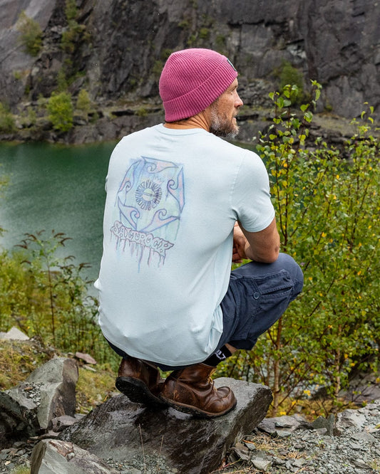 Wave Running - Mens Short Sleeve T-Shirt - Light Blue