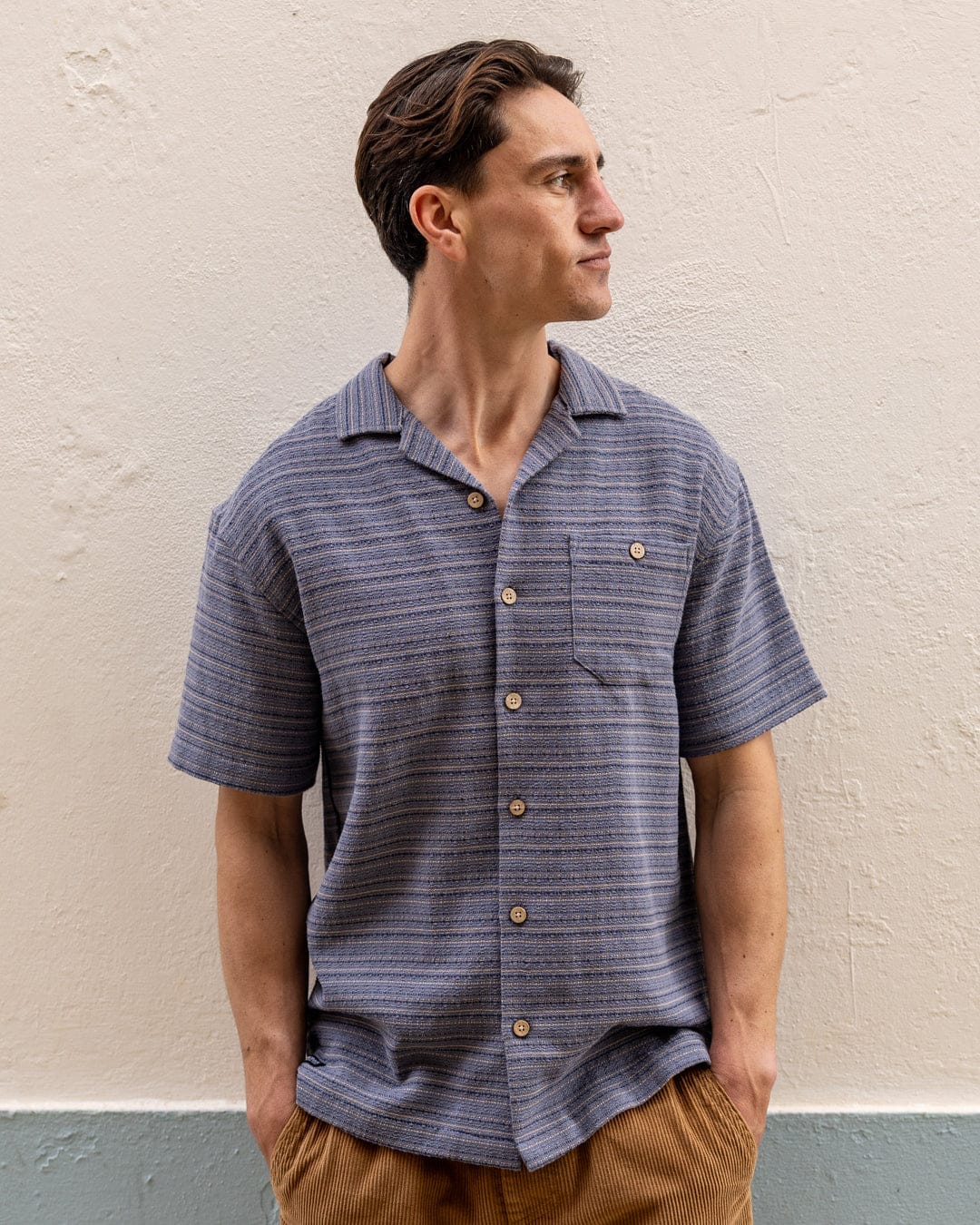 Resort Shirt Mens Short Sleeve Shirt in Blue