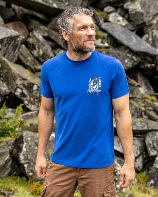 Wave Running - Mens Short Sleeve T-Shirt - Blue