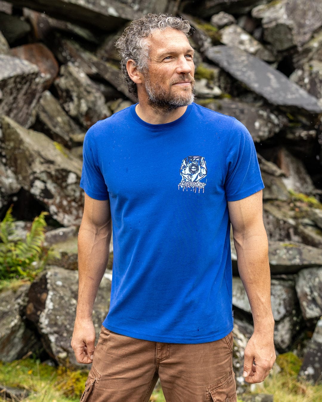 Wave Running - Mens Short Sleeve T-Shirt - Blue