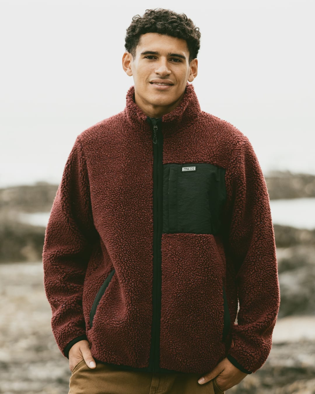 Wye Nep Mens Zip Fleece in Red