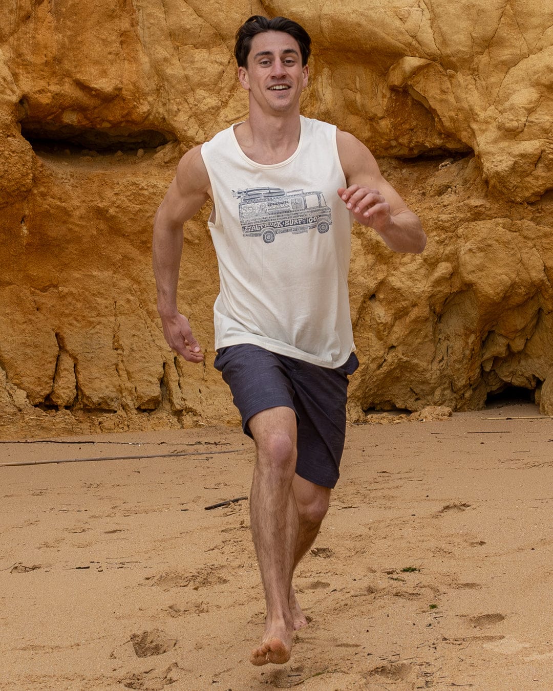 Trail Bus Mens Vest in Cream