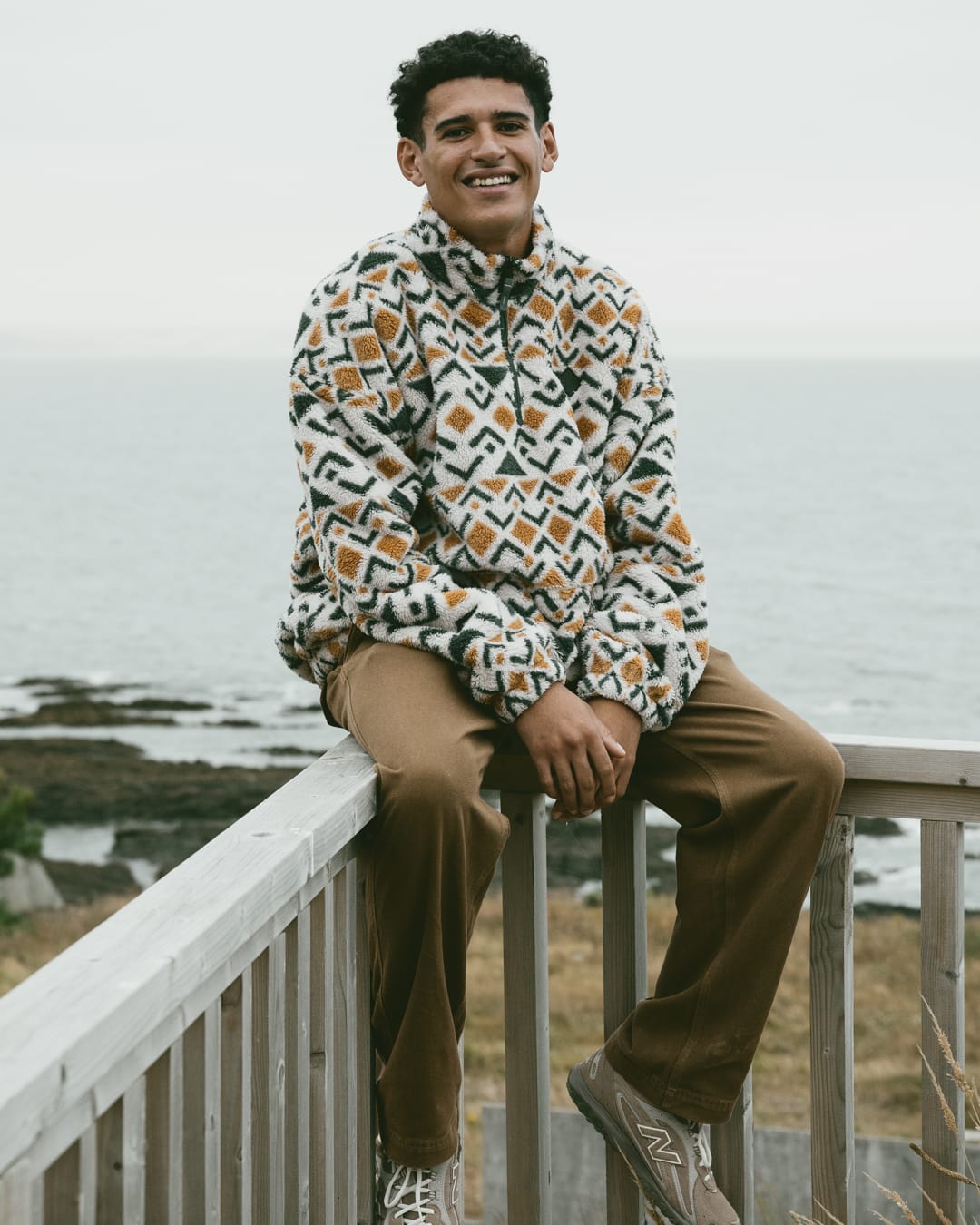 Noah Aztec Mens Oversized Teddy Fleece in Multi