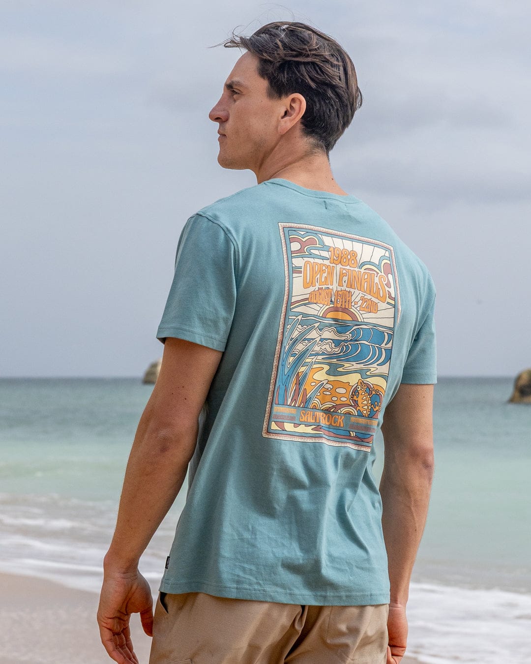 Open Finals Mens Short Sleeve T-Shirt in Blue