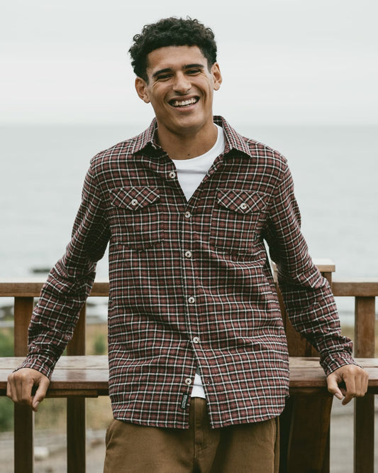 Cult Mens Check Shirt in Burgundy