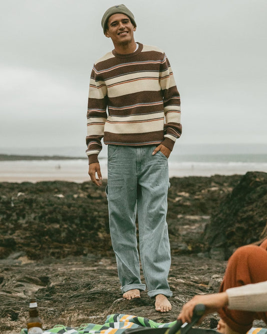 Ryan Mens Knitted Jumper in Brown/Cream