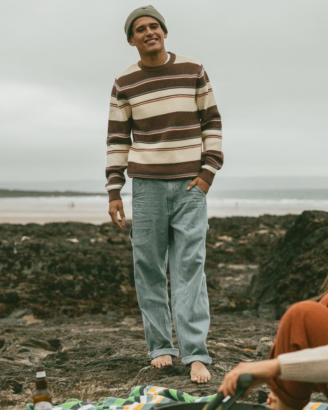 Ryan Mens Knitted Jumper in Brown/Cream