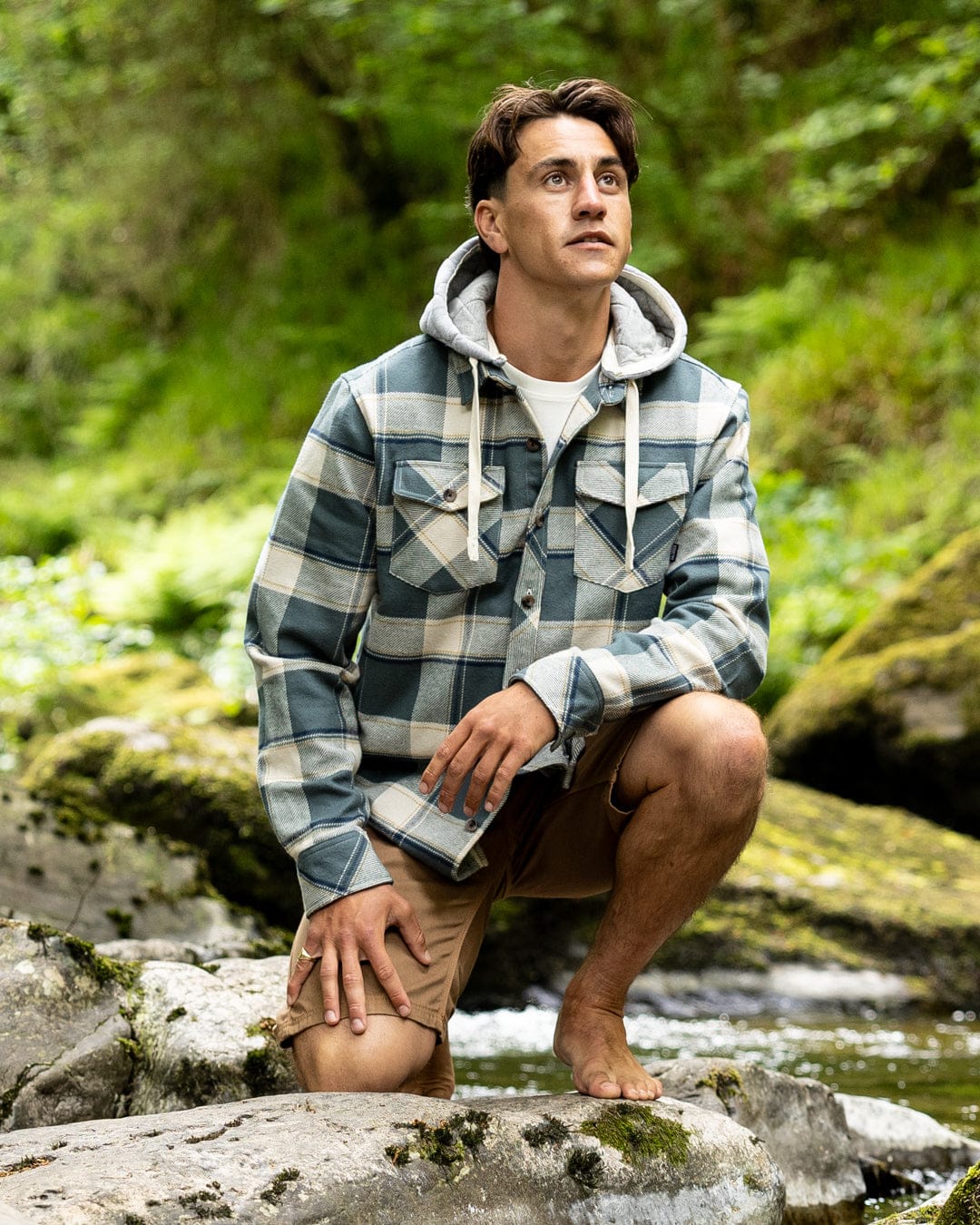 Rock Creek Men's Hooded Flannel Shirt Jacket – Plaid, Cotton Blend, Regular Fit, Model H-255