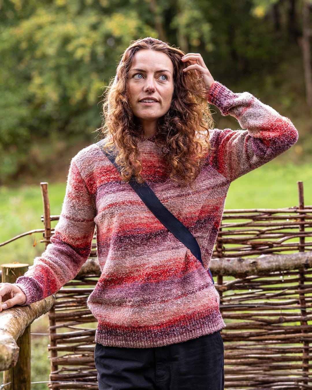 Space Dye Erin - Womens Hooded Jumper - Red