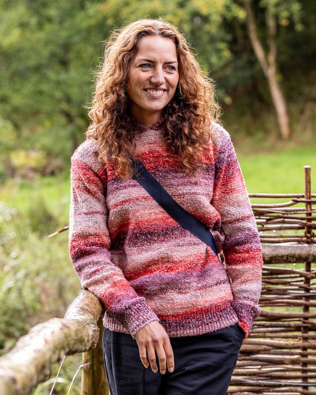 Space Dye Erin - Womens Hooded Jumper - Red