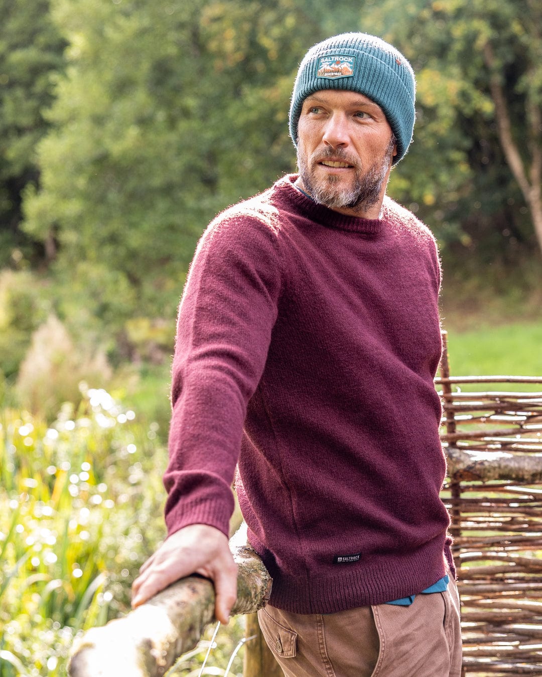 Bowen - Mens Long Sleeve Crew Knit - Purple