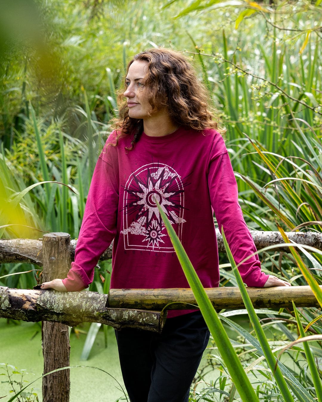 Eclipse - Womens Long Sleeve T-Shirt - Dark Pink