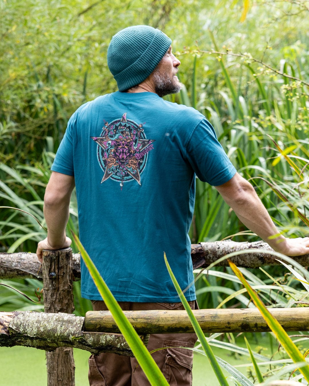 Wolfscale II - Mens Oversized Short Sleeve T-Shirt - Teal