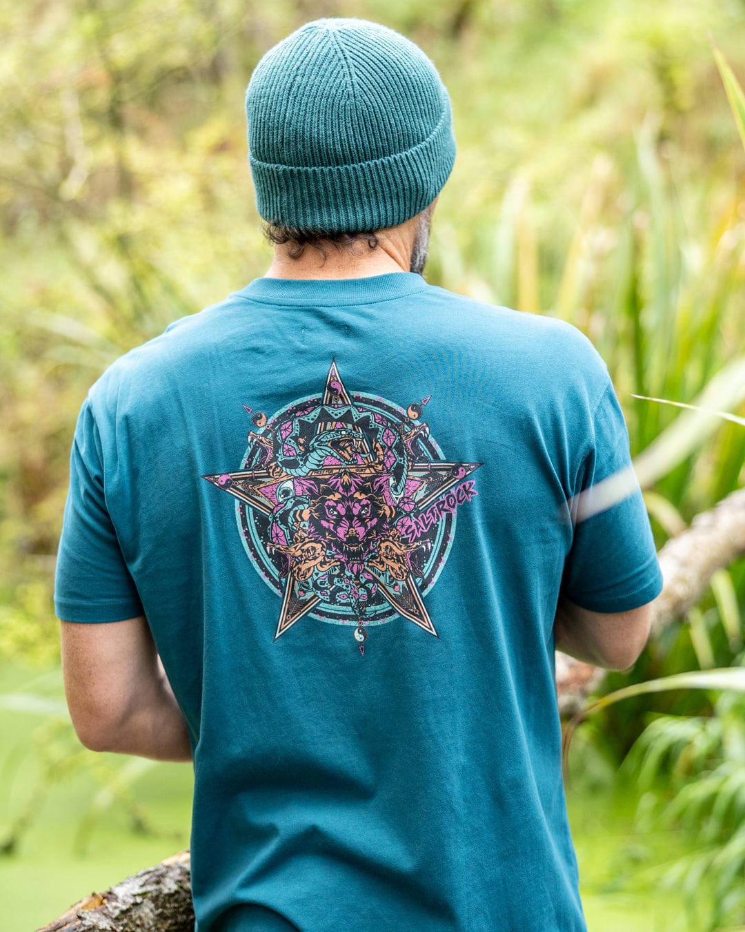 Wolfscale II - Mens Oversized Short Sleeve T-Shirt - Teal