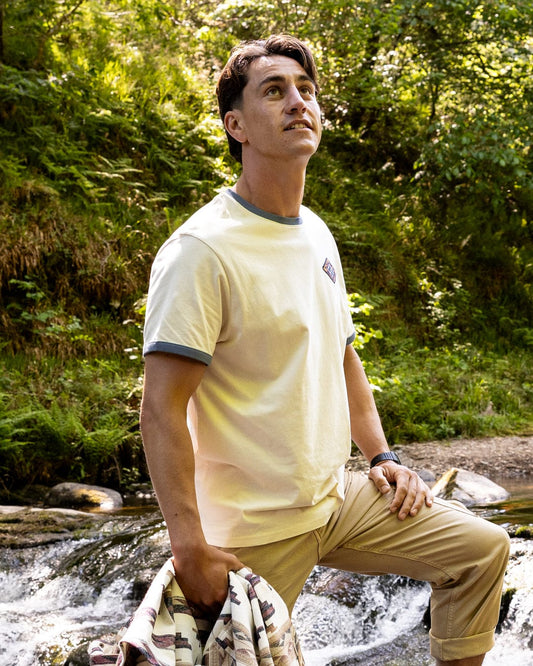 Offshore Ringer - Mens Short Sleeve T-Shirt - Cream