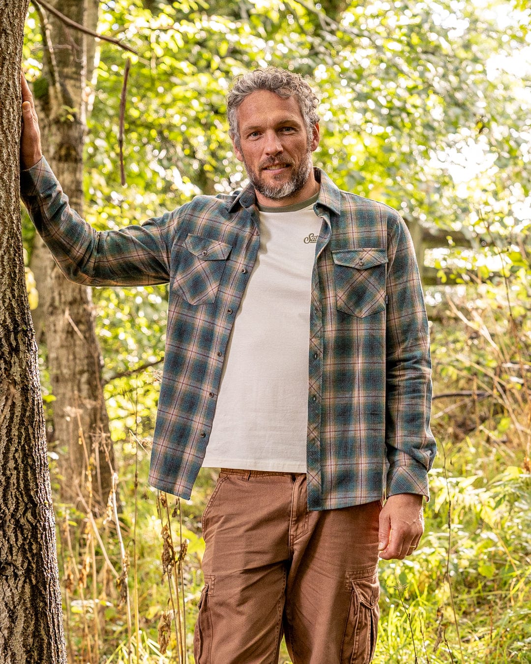 Miles - Mens Flannel Shirt - Brown/Green Check