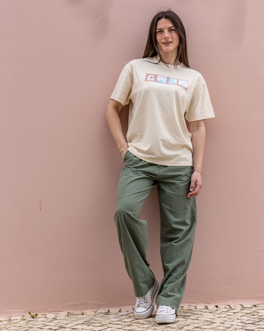 Offshore Womens Short Sleeve T-Shirt in Cream